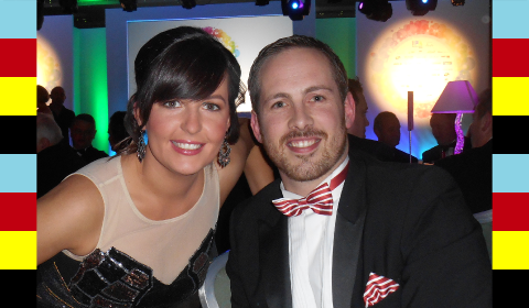 Conor Power Print & Finishing Sales Manager and Yvonne Maguire Marketing Executive from Neopost Ireland at the Irish Print Awards...